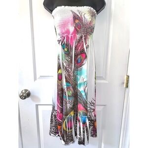 Emma Rose colorful strapless dress embellished with rhinestones